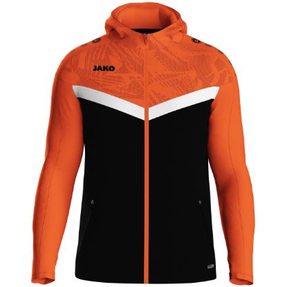Afbeeldingen van Jas met kap Iconic zwart/fluo oranje